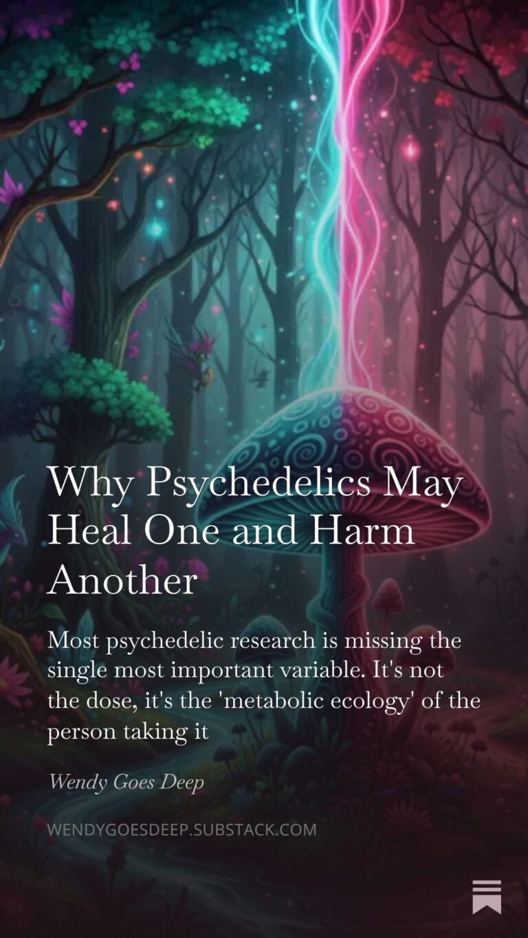 Why Psychedelics May Heal One and Harm Another<br>Most psychedelic research is missing the single most important variable. It's not the dose, it's the metabolic ecology of the person taking it.